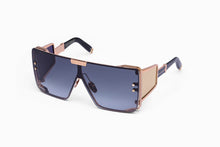 Unisex | Wonder Boy Sunglass | Rose Gold - Black - Side Lens w /PB Pattern | Dark Grey Gradient