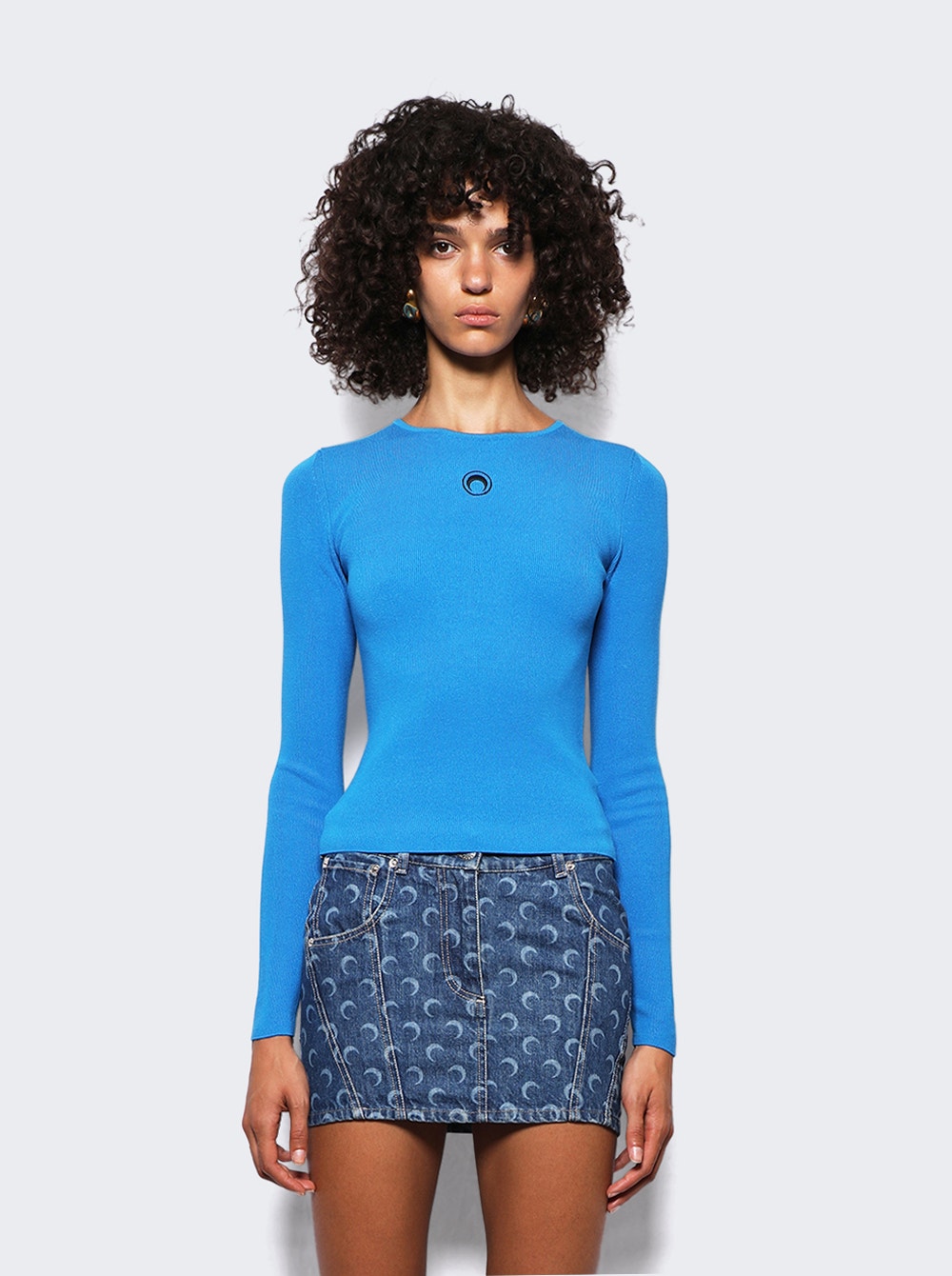 Women | Marine Serre | Open Back Pullover Top | Azur