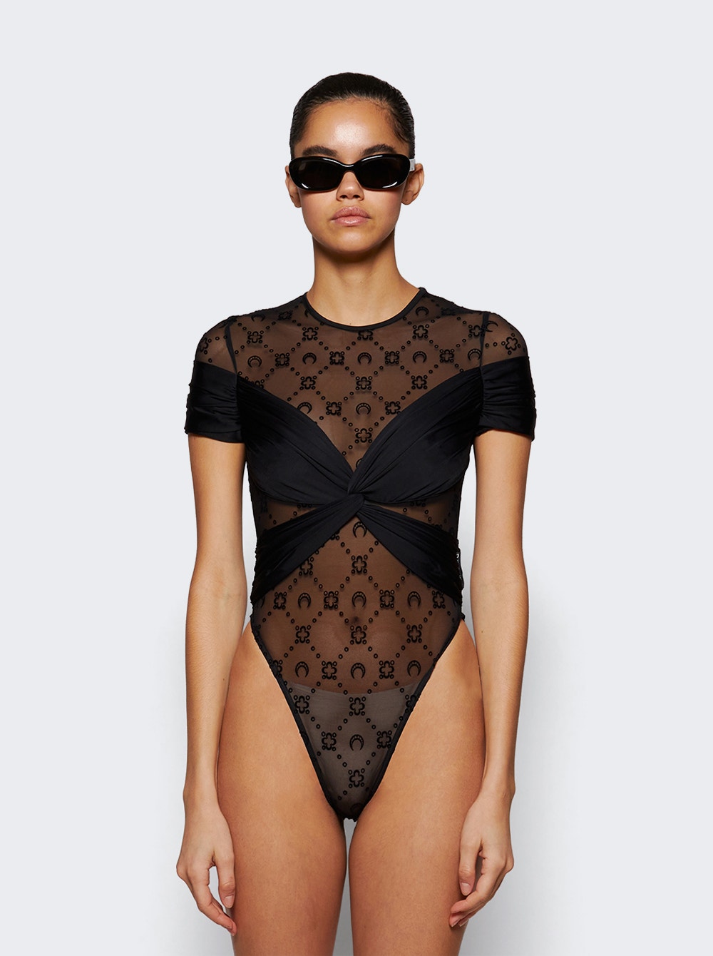 Women | Marine Serre | Draped Jersey Bodysuit Black