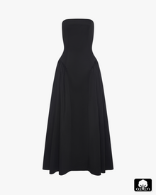 Strapless Corset Ruched Dress | Black