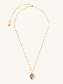 Aura Amethyst Locket Necklace | Amethyst | 14K Gold Plated Brass