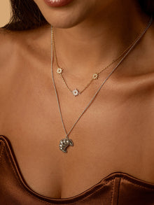 Croissant Necklace | Natural Gemstone | Silver Rhodium Plated Brass