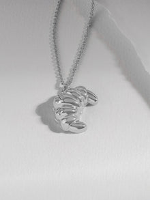 Croissant Necklace | Natural Gemstone | Silver Rhodium Plated Brass