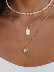 Mermaid Aventurine Necklace | 5A Grade Cubic Zirconia/Aventurine | 14K Gold Plated Brass