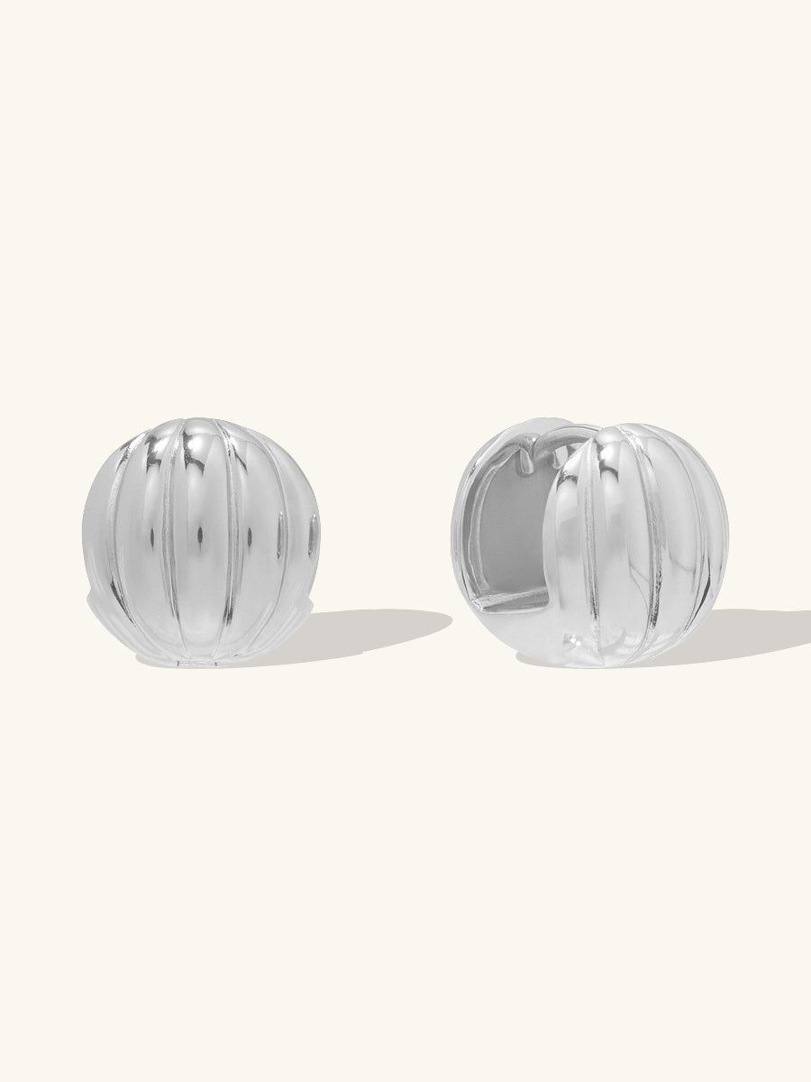 Dome Ripple 11mm Earrings | Silver Rhodium Plated Brass
