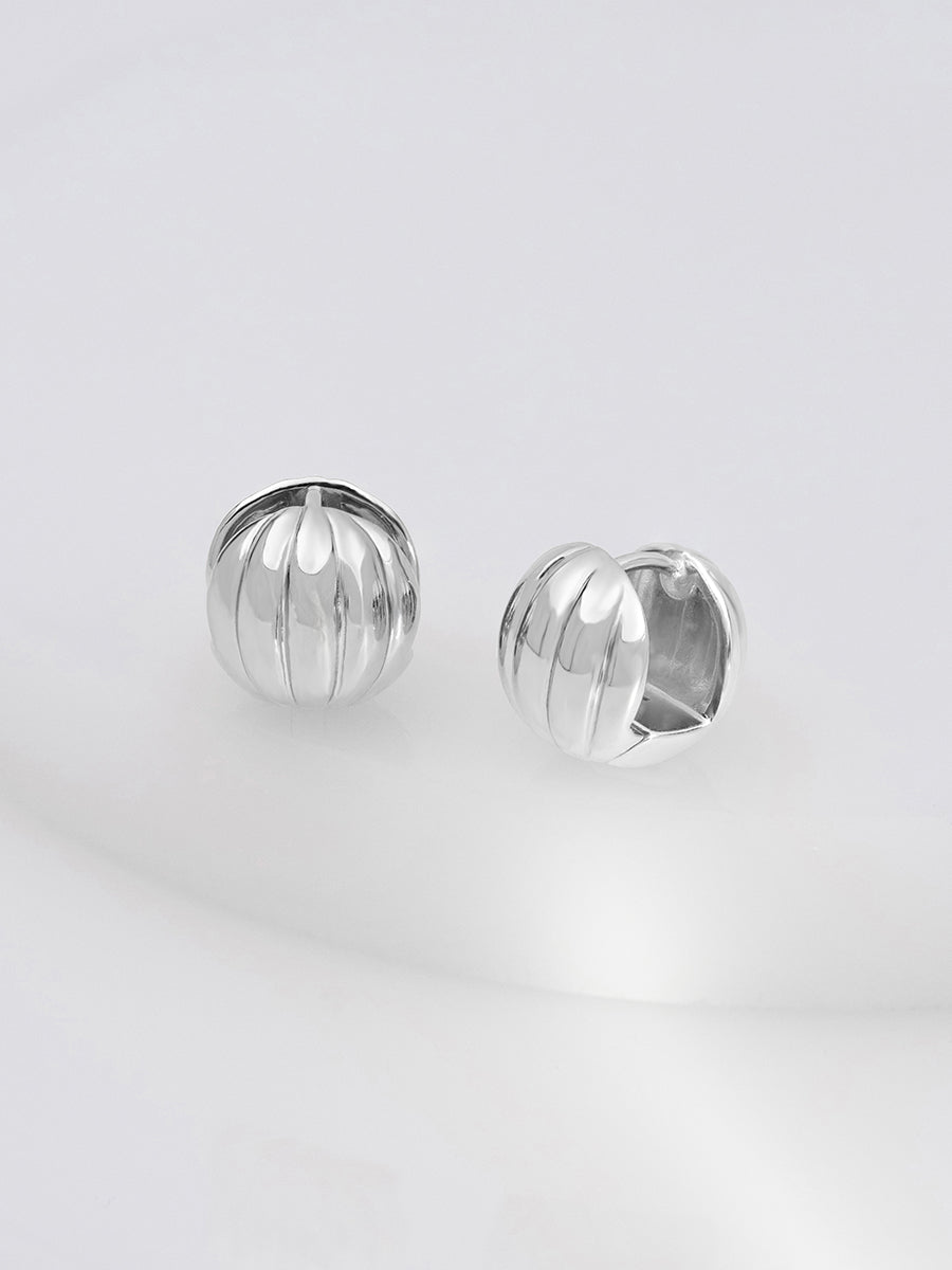 Dome Ripple 11mm Earrings | Silver Rhodium Plated Brass
