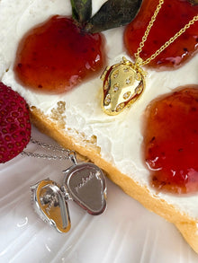 Strawberry Locket Necklace | 5A Grade Cubic Zirconia | Silver Rhodium Plated Brass