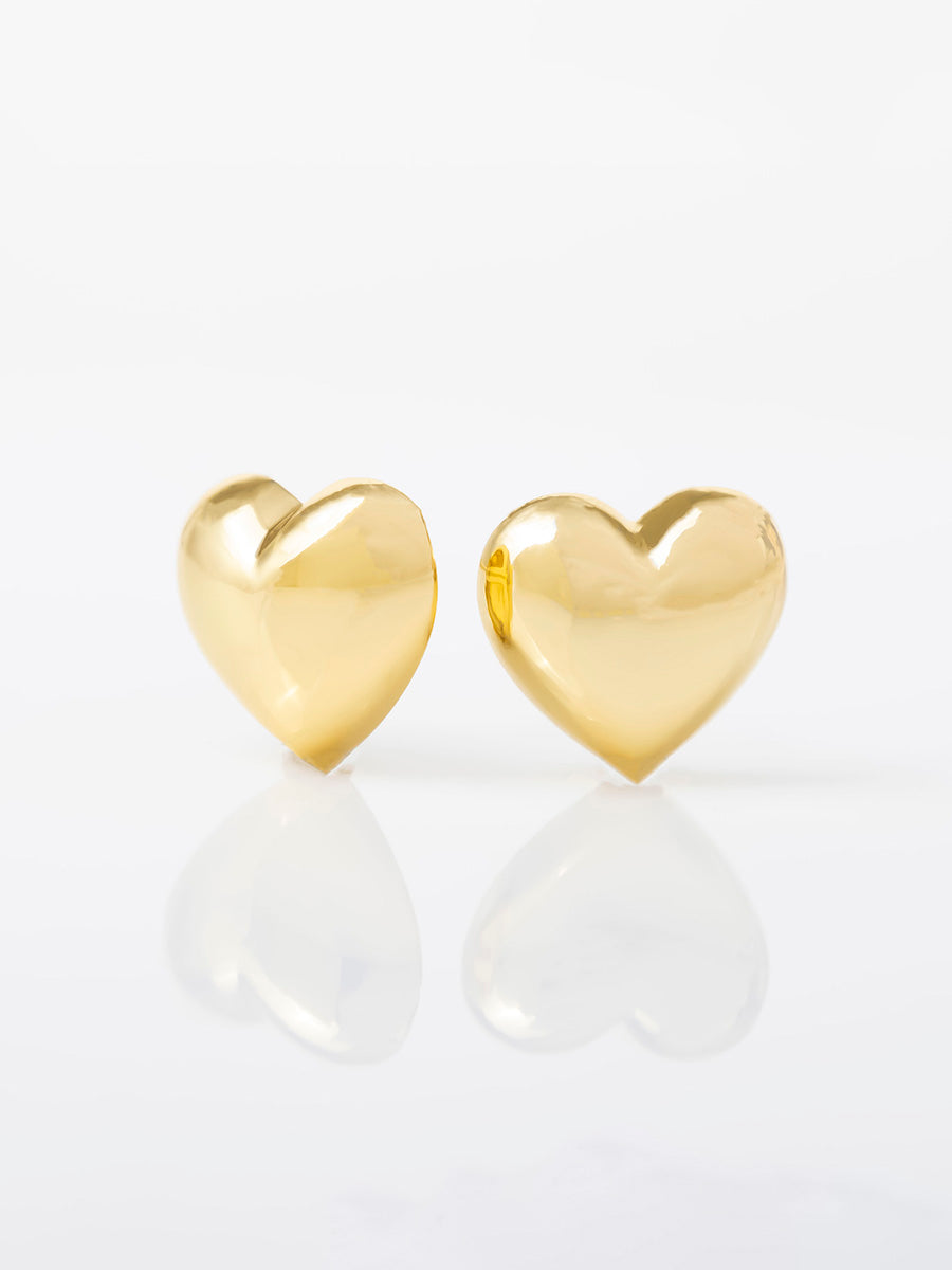 Bubble Heart Stud Earrings | 14K Gold Plated Brass