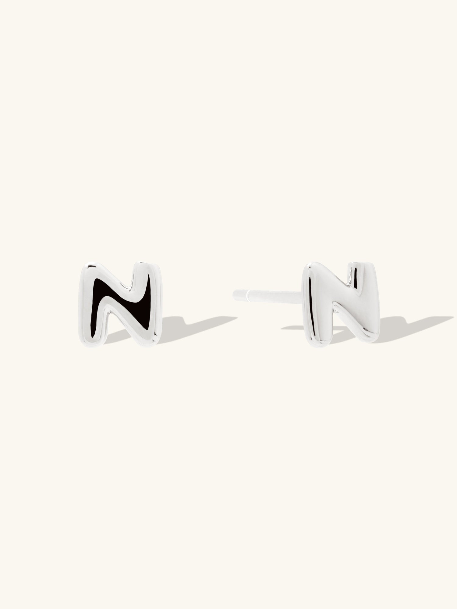 Alphabet Bubble Stud Earrings | Silver Rhodium Plated Brass