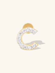 Alphabet Pave Flat Back Earring | 14K Gold Plated Brass