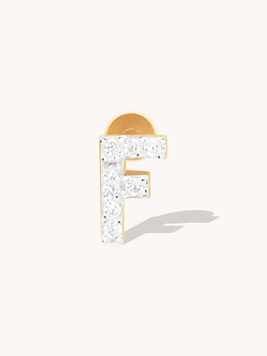 Alphabet Pave Flat Back Earring | 14K Gold Plated Brass