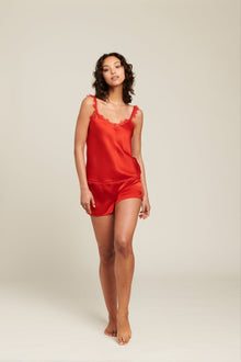 GINIA Sonata Silk Shorts - Scarlet
