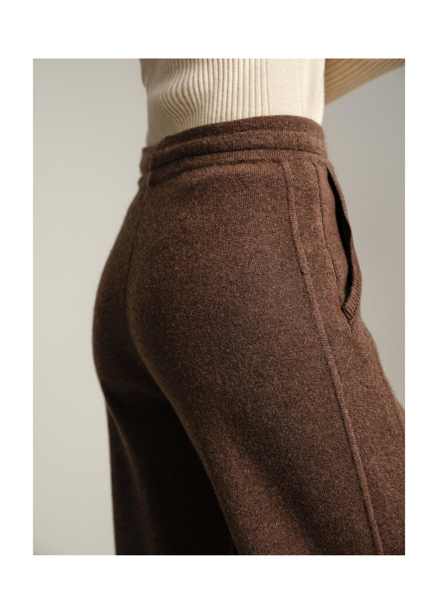 Wide-Leg Knitted Pants | Brown