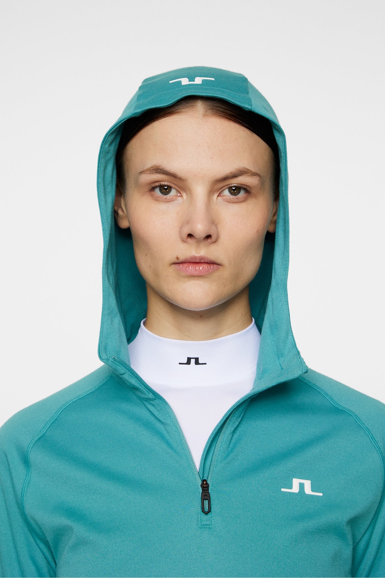 Women | Agnes Quarter Zip Hood | Teal