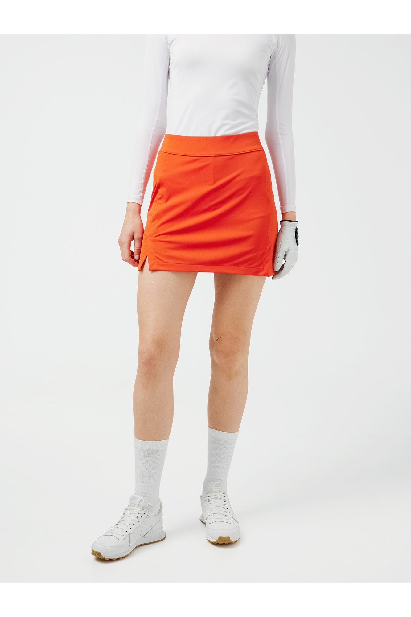 Women | Amelie Mid Golf Skirt | Tangerine Tango