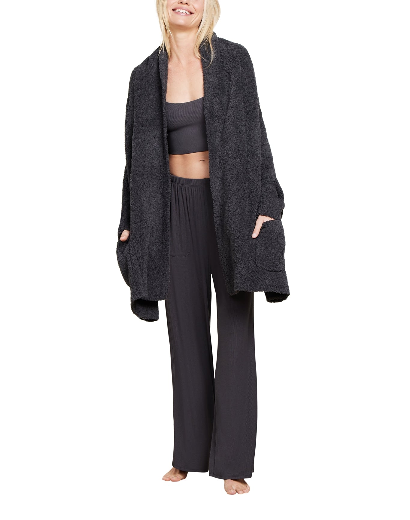 Women | Cozychic Cable Weave Blanket Wrap | Carbon