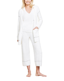 Women | Cozychic Lite Contrast Stitch Cardigan | Pearl-Carbon
