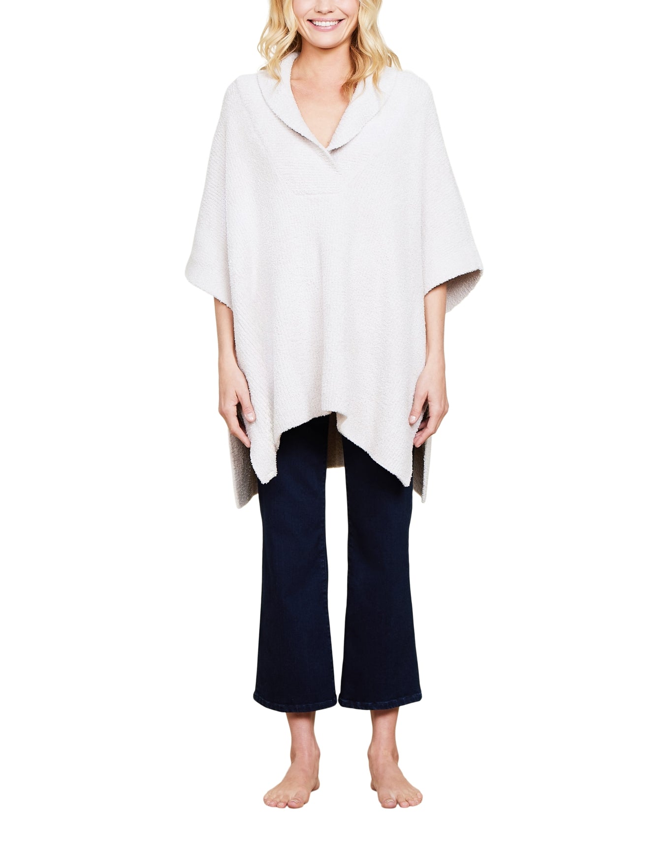 Women | Cozychic Shawl Collar Poncho | Stone