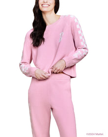 Women | Cozychic Ultra Lite Checkered Barbie Pullover | Barbie Pink