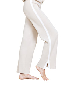 Women | Cozychic Ultra Lite Contrast Ribbed Slit Pant | Stone-Pearl