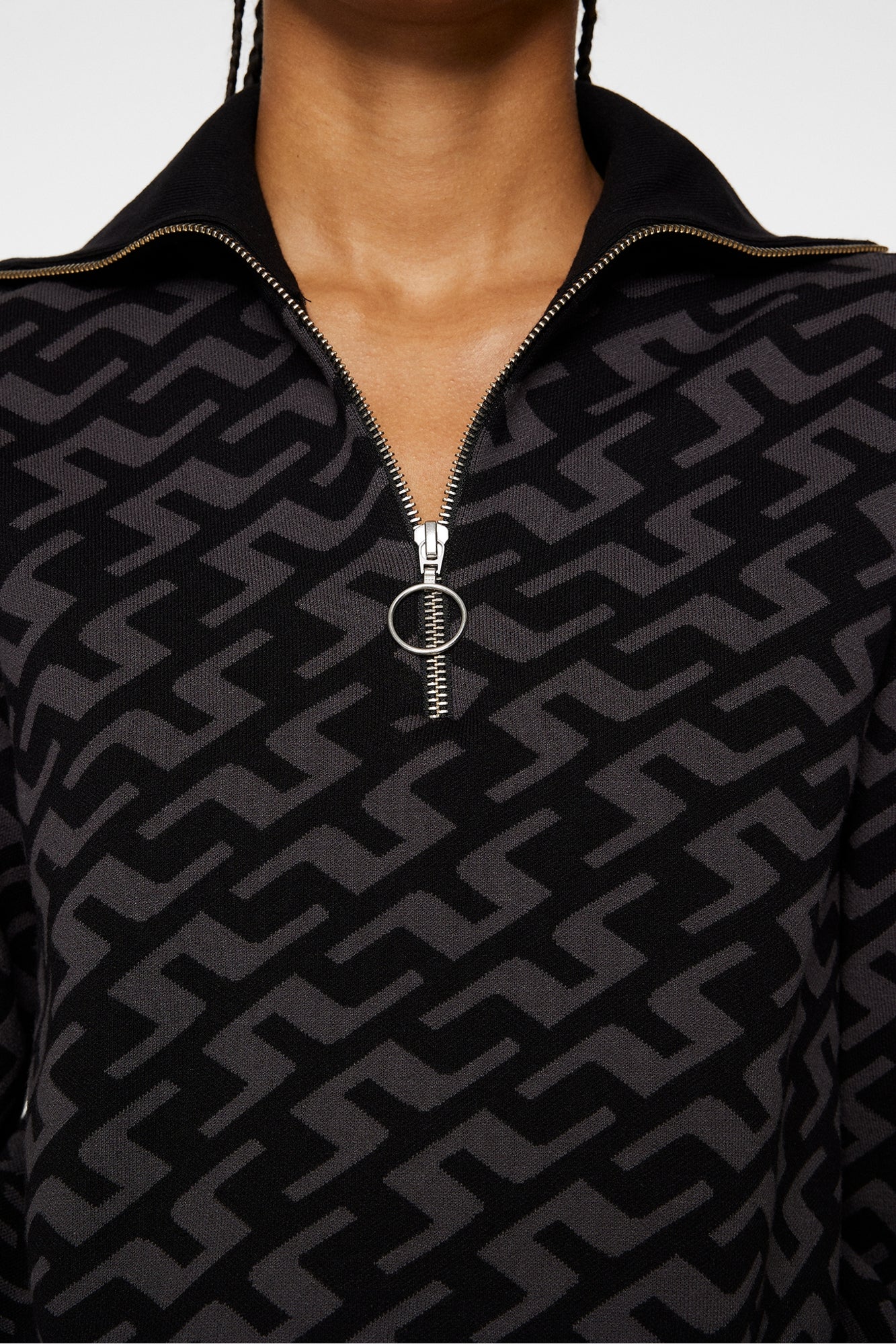 Women | Kerla Knitted Zip Sweater | Bias Bridge Black