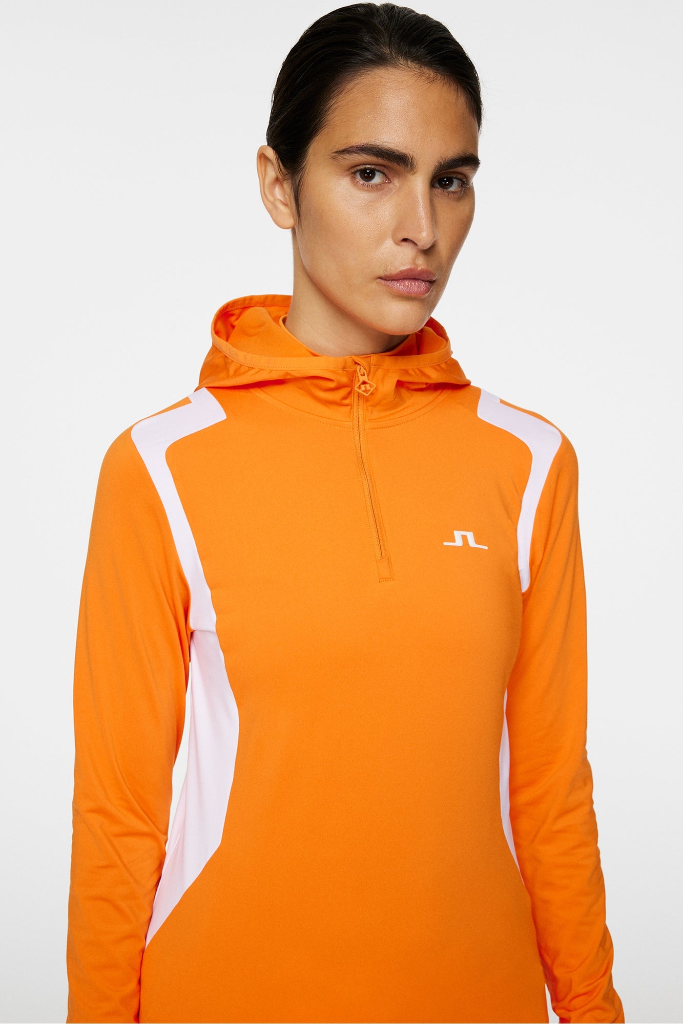 Women | Mae Quarter Zip Hood | Persimmon Orange
