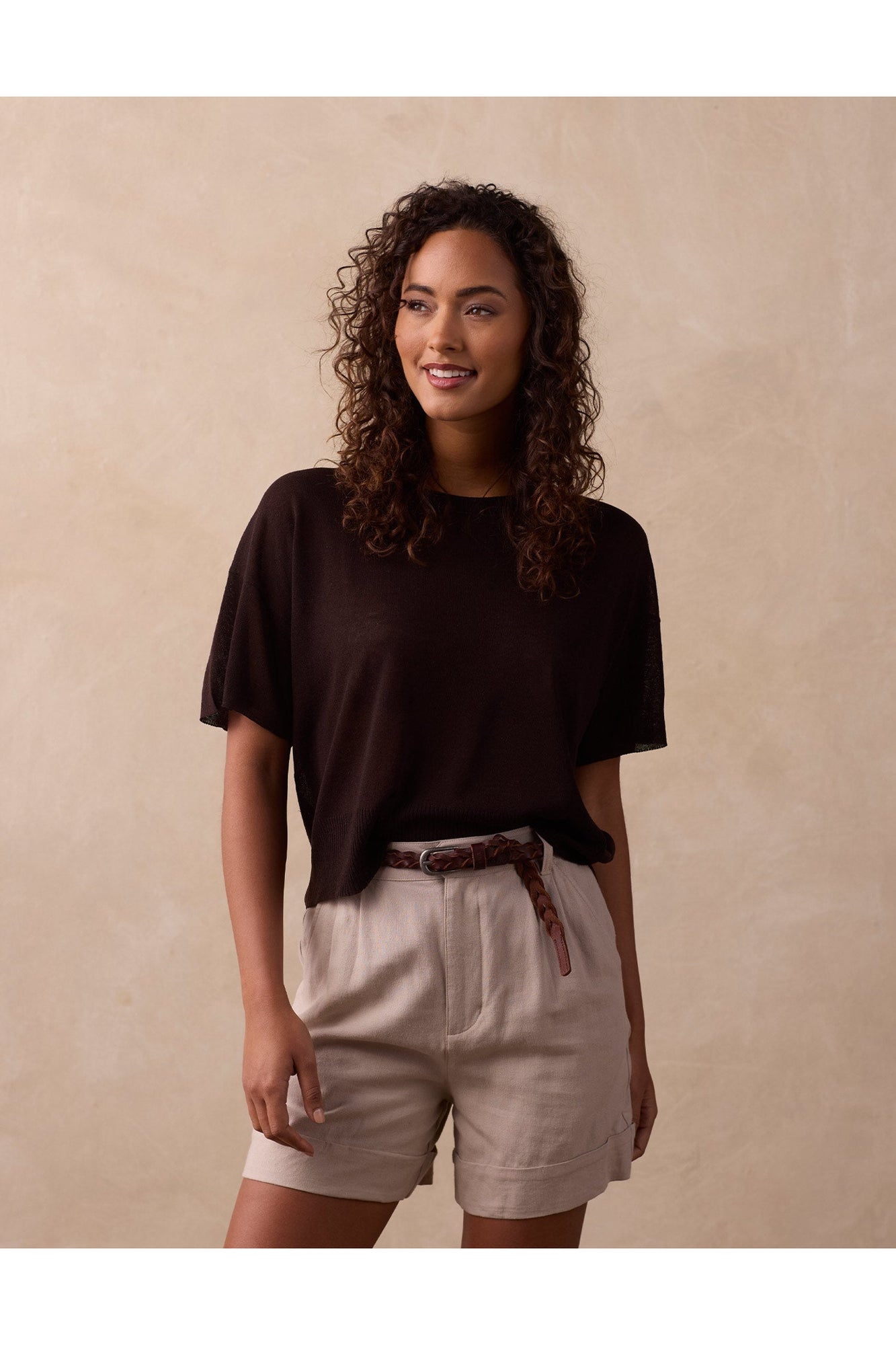 Women | Summer Linen-Blend Tee | Umber