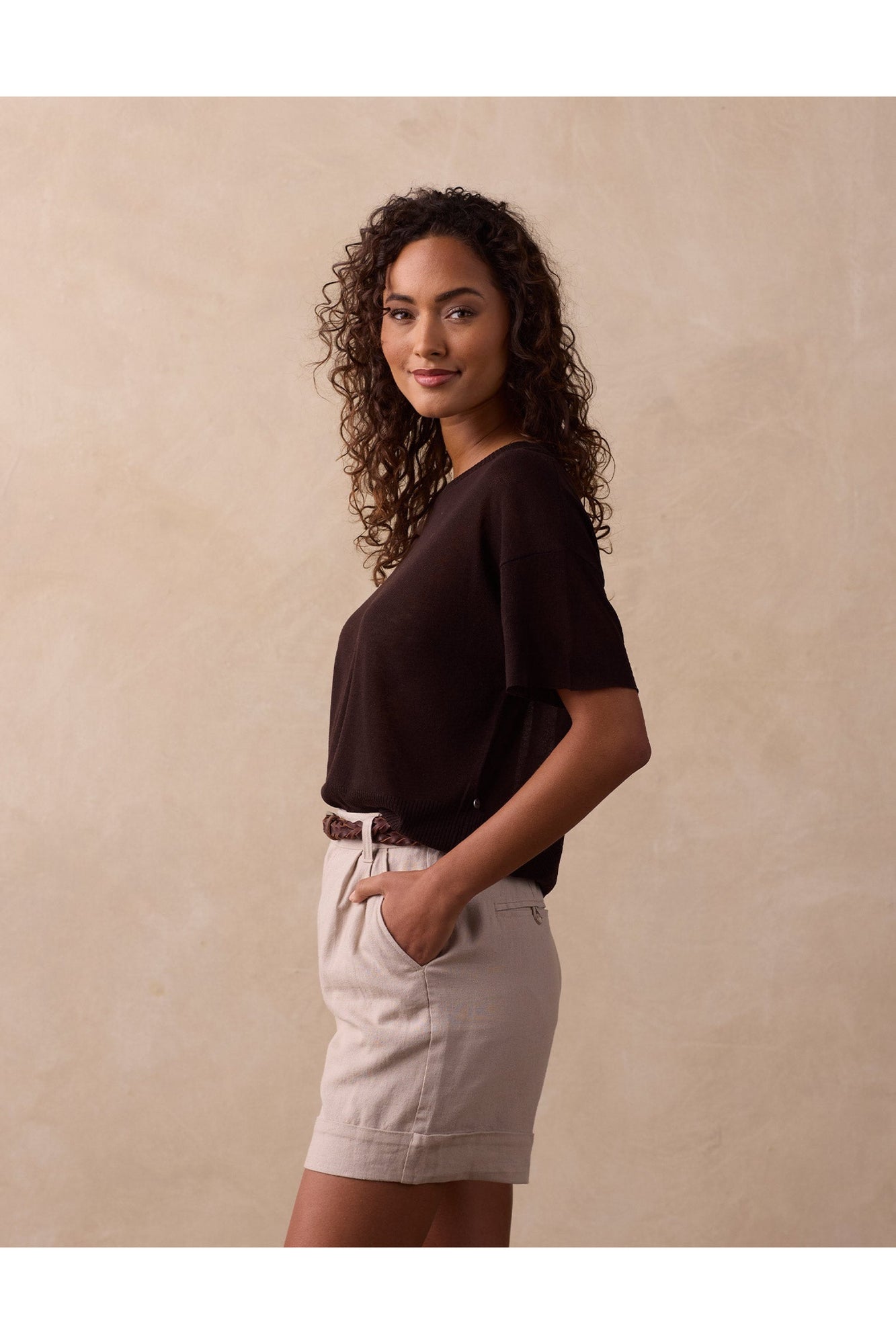 Women | Summer Linen-Blend Tee | Umber