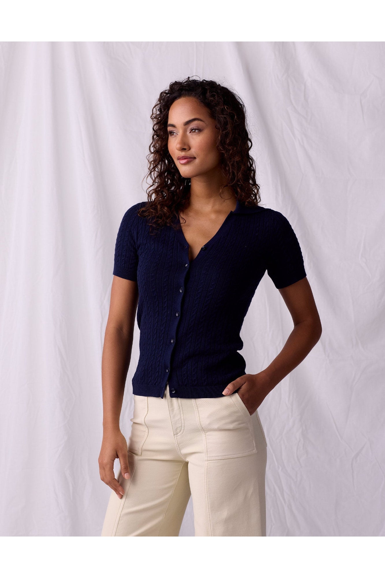 Women | Sutton Fine Gauge Top | Navy