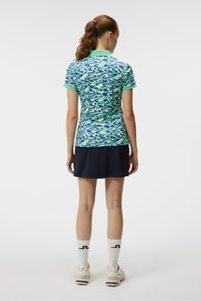 Women | Tour Tech Print Polo | Caldera Jade Cream