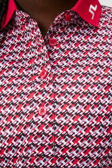 Women | Tour Tech Print Polo | JL Micro Bridge Rose Red