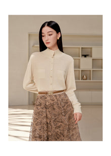 Wool Cashmere Knitted Cardigan | Beige