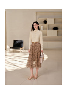 Wool Cashmere Knitted Cardigan | Beige