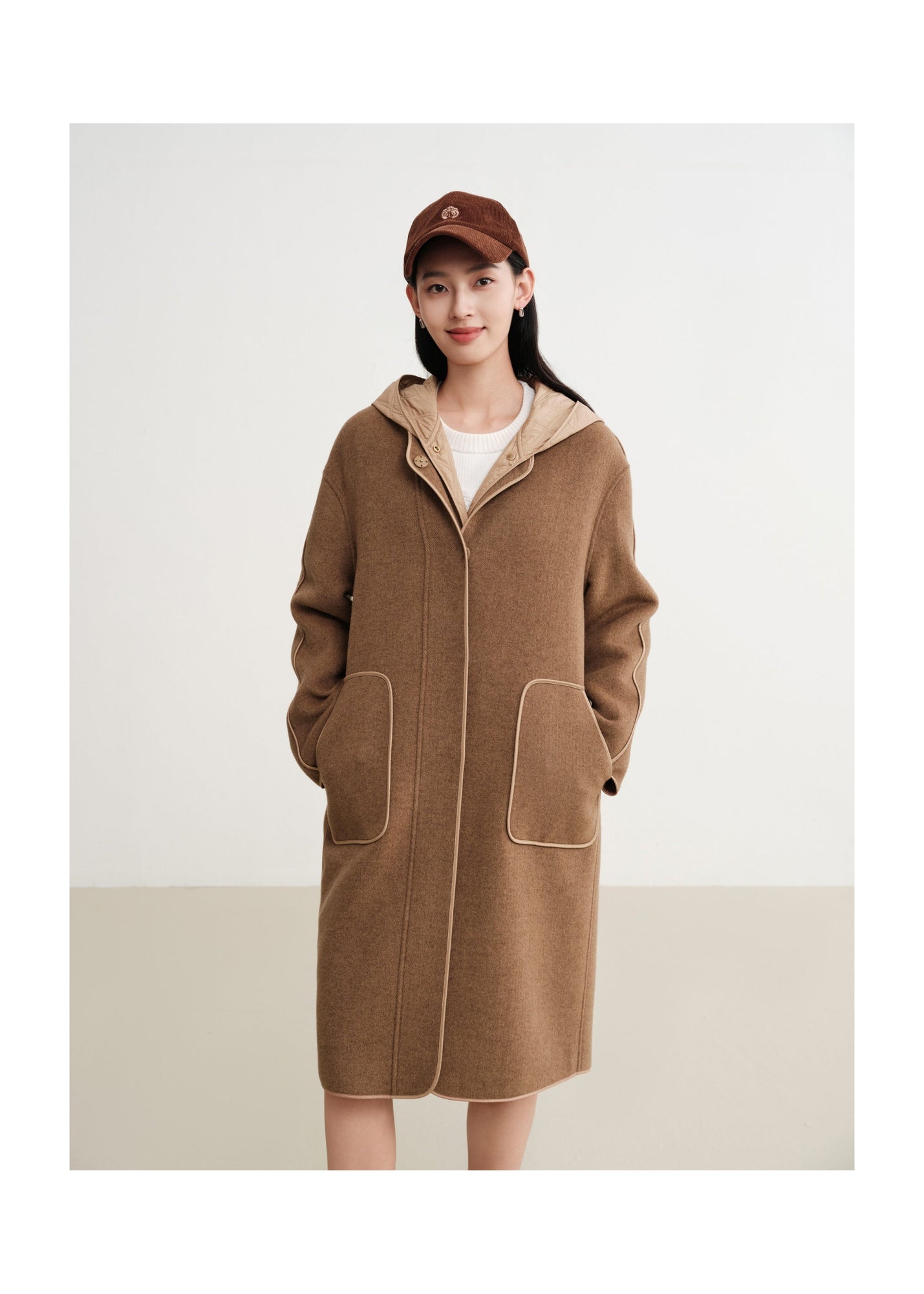 Wool Mid-Length Coat Jacket | Camel