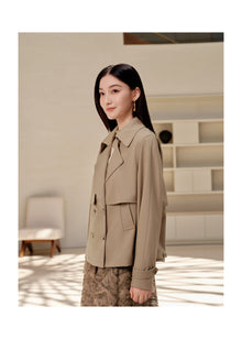 Wool Short Trench Coat | Khaki