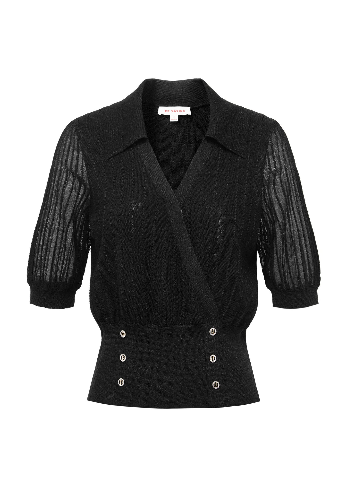 Wrap-Style Knit Top | Black