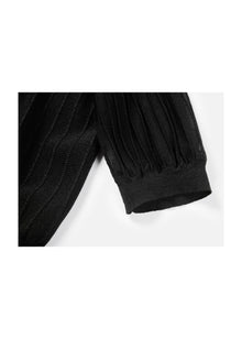Wrap-Style Knit Top | Black