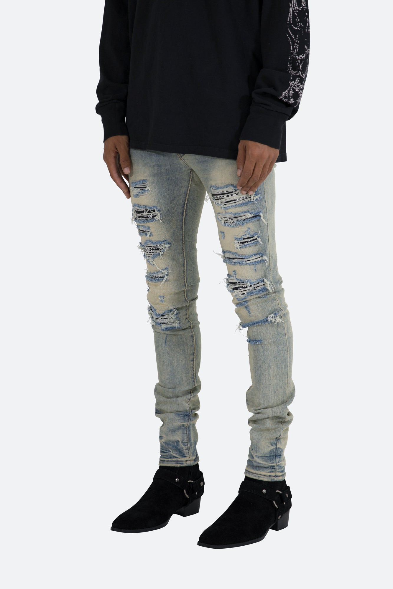 X165 Paisley Skinny Denim | Blue/Black