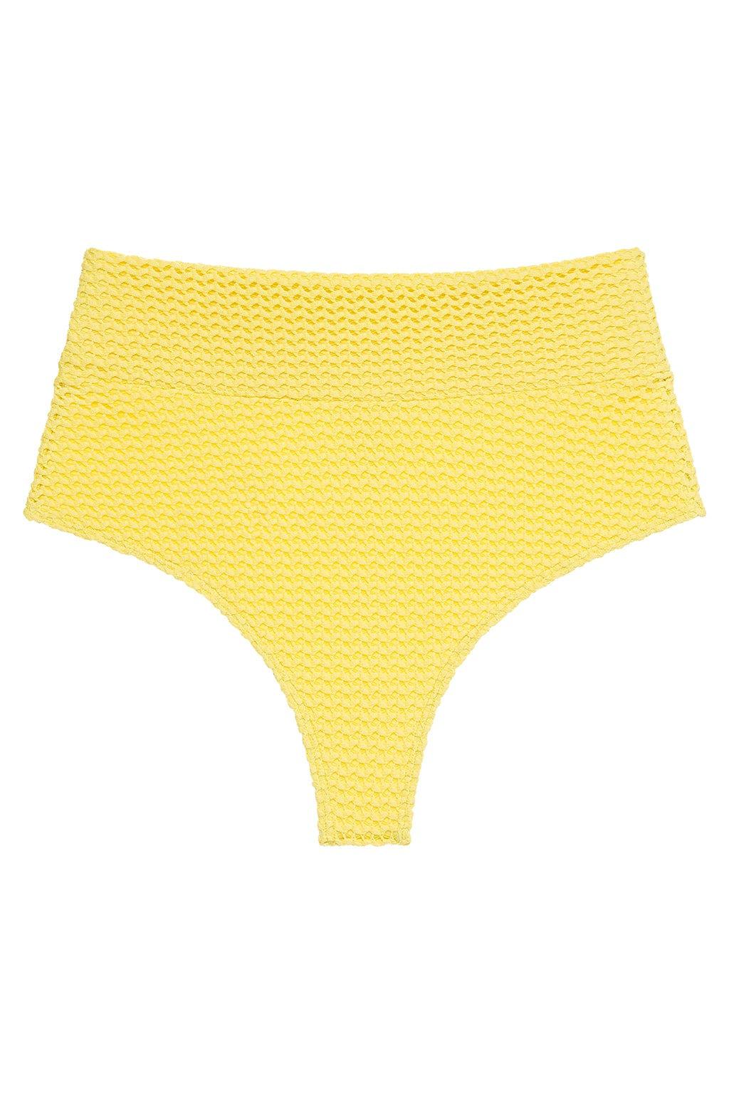 Added Coverage High Rise Bikini Bottom | Yellow Crochet