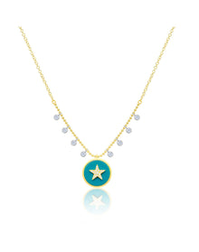 Yellow Gold Turquoise Star Necklace | 14K Two Tone Gold and Gold Plated Silver
