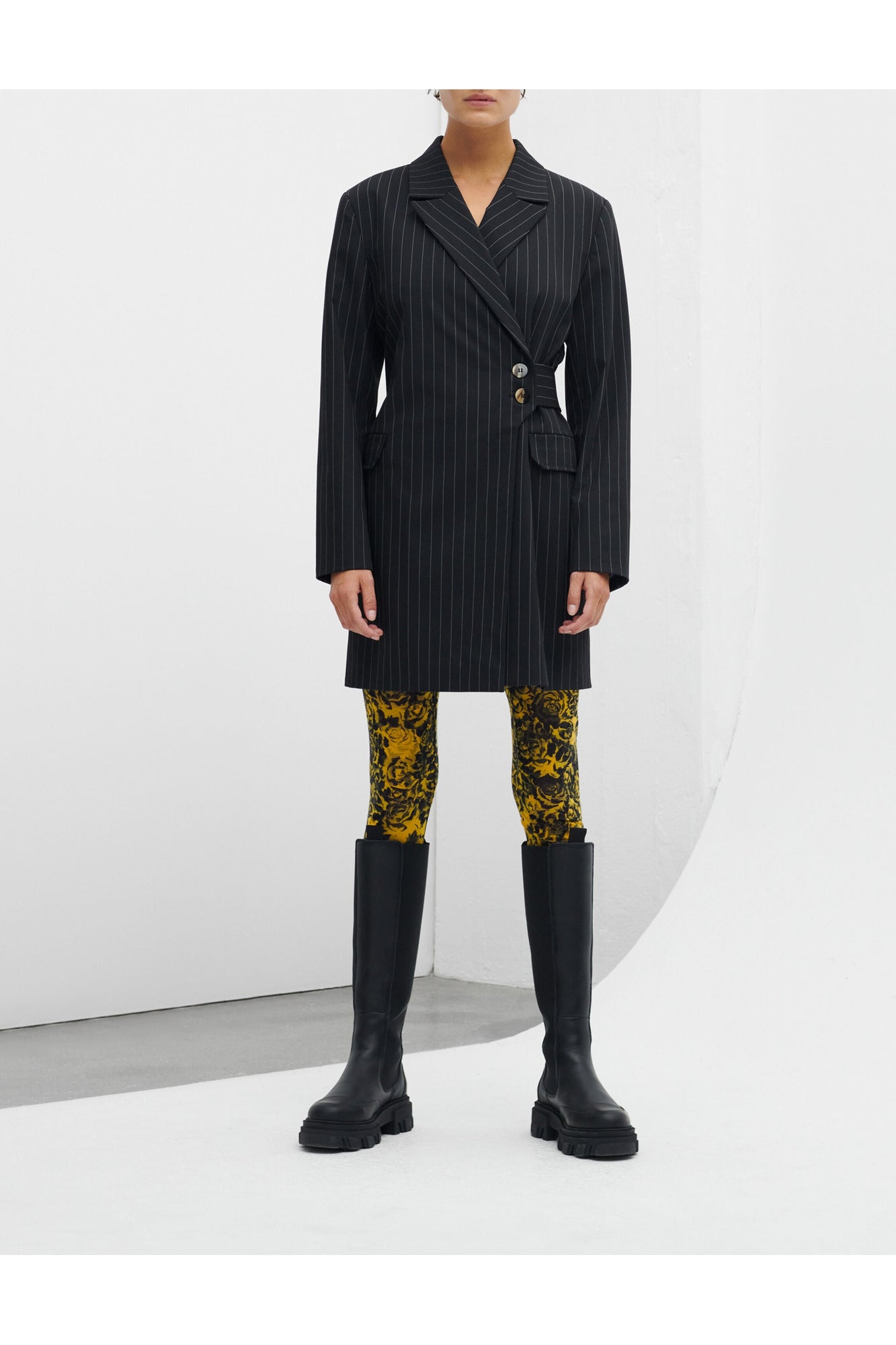 Yellow Printed Mesh Leggings | Lemon
