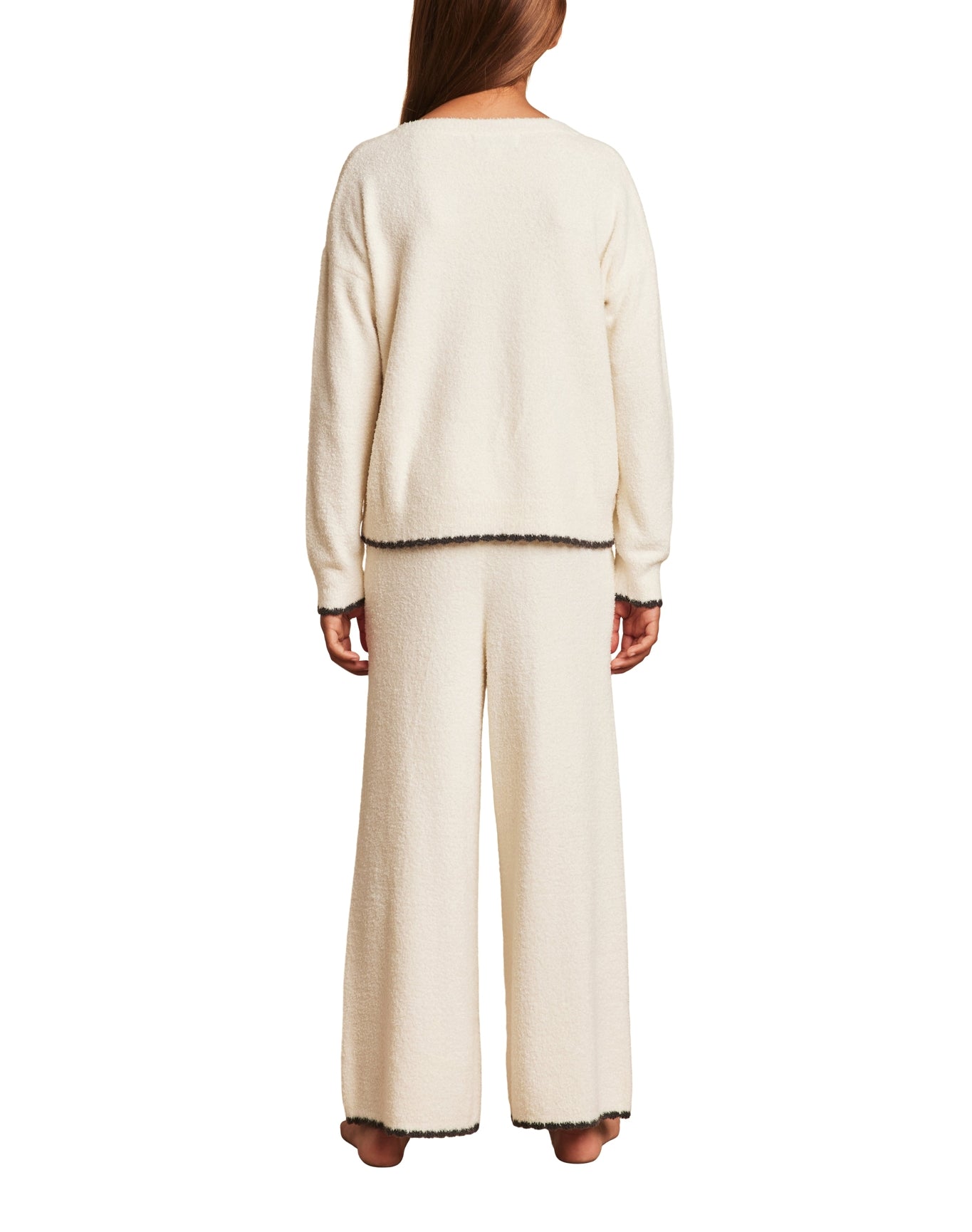 Youth | Cozychic Lite Scalloped Wide Leg Pant | Cream-Carbon