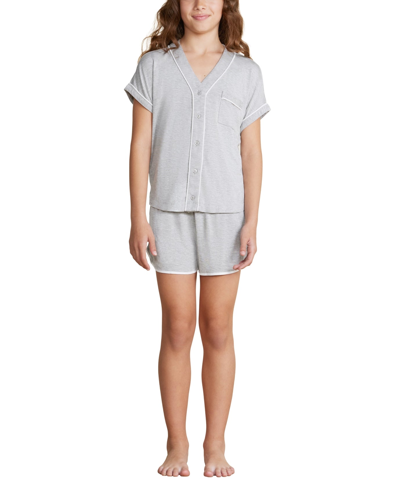 Youth | MC Soft Jersey Piped Pj Set | He Gray-White