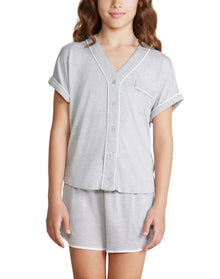 Youth | MC Soft Jersey Piped Pj Set | He Gray-White