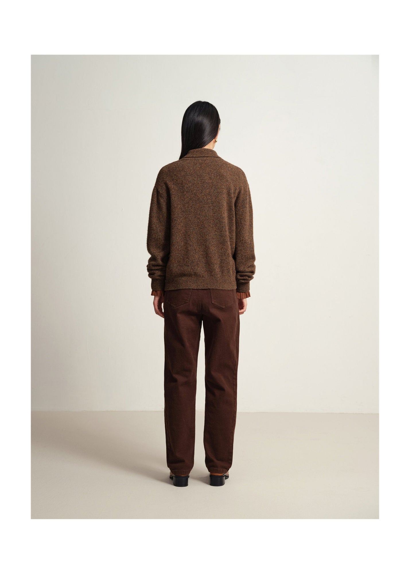 Zippered Sweater Jacket | Brown