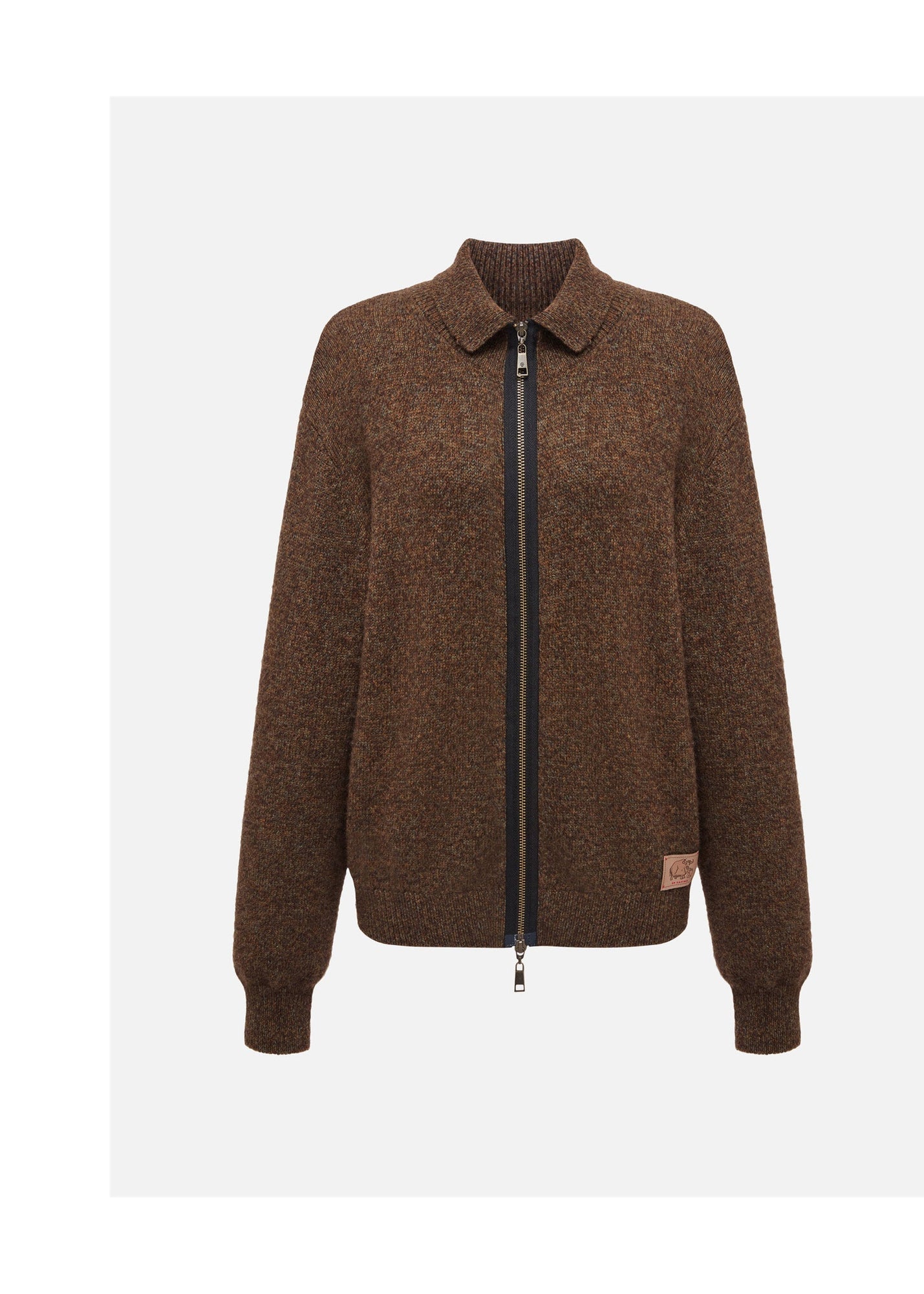 Zippered Sweater Jacket | Brown