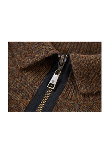 Zippered Sweater Jacket | Brown