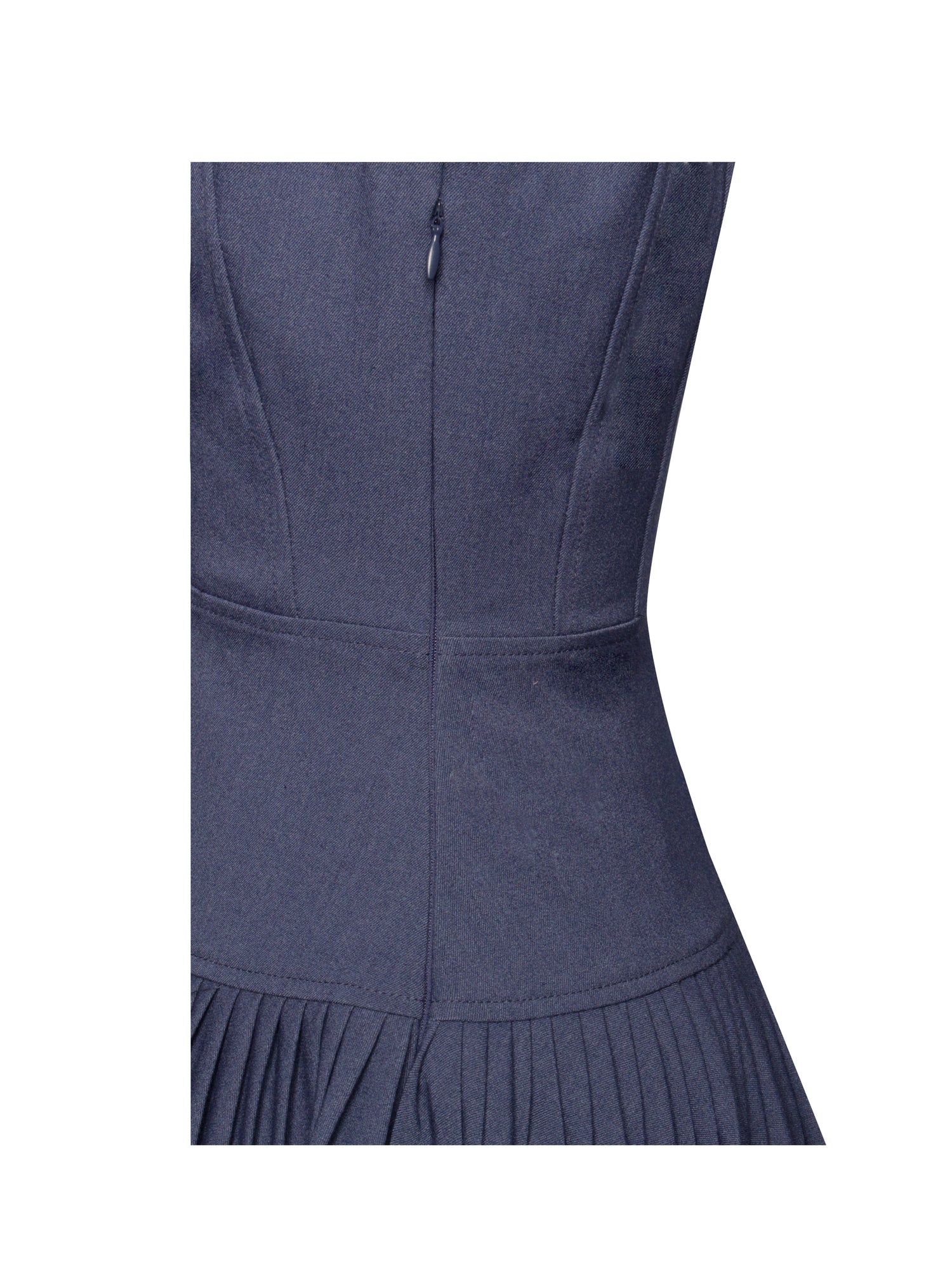 Valarie Denim Style Pleated Mini Dress | Navy Blue