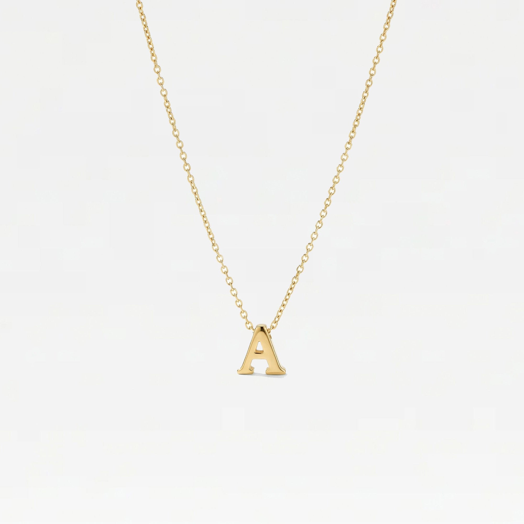 The Tiny Single Initial Block Necklace | Sterling Silver 18Kt Gold Vermeil