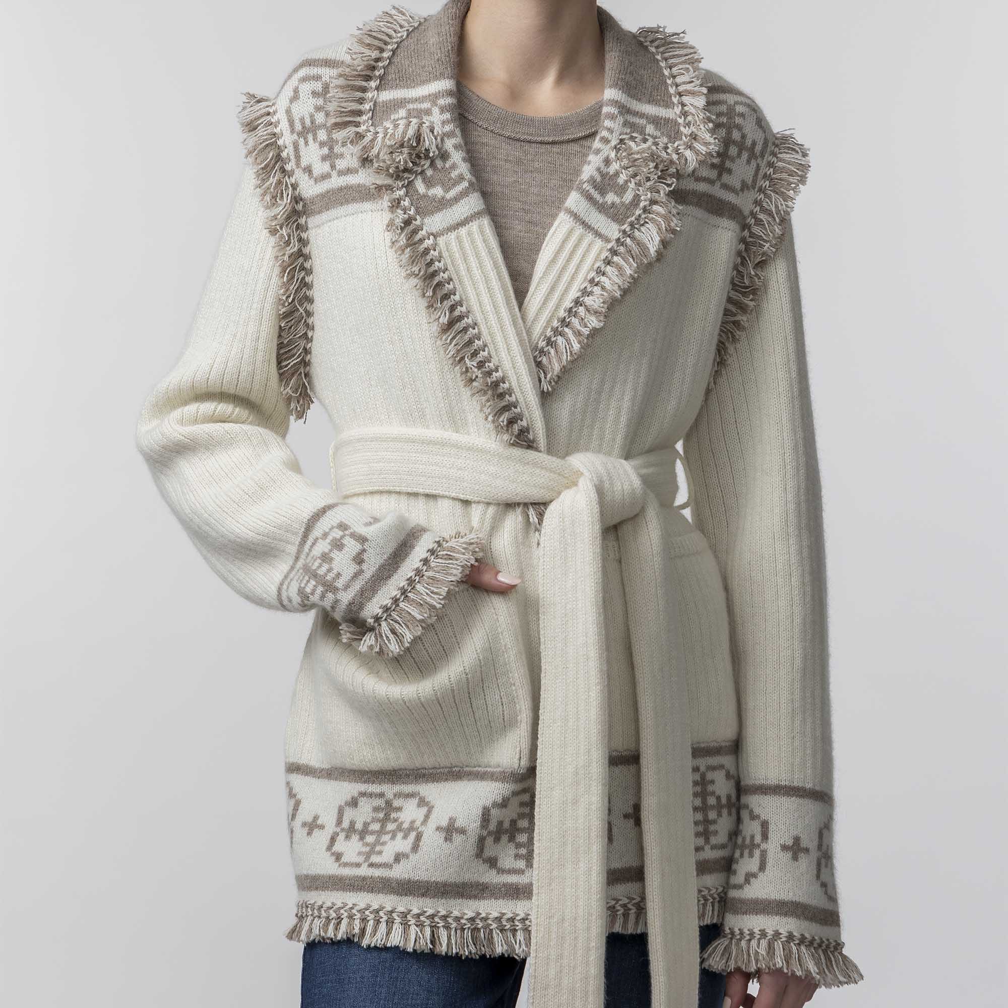 Women | Hacienda Cardigan | Ivory / Taupe